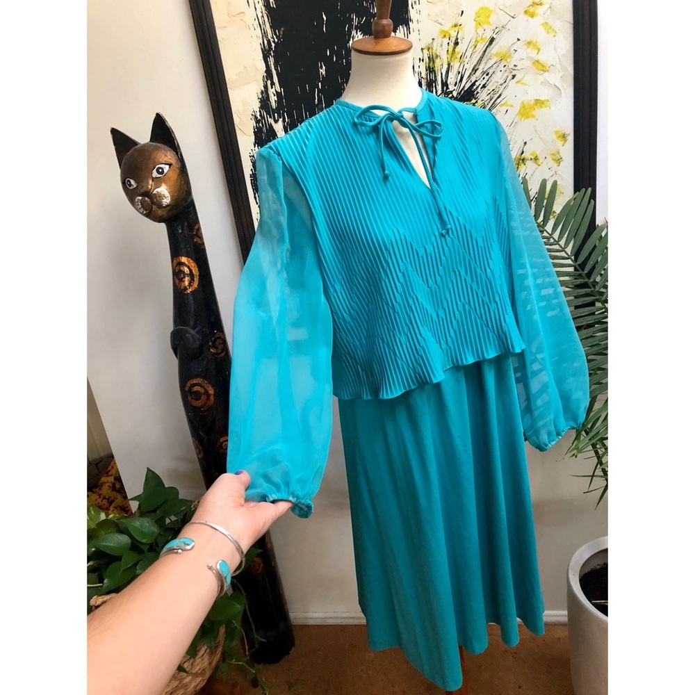 Cutest Blue Vtg Dress - Picture 1 of 7